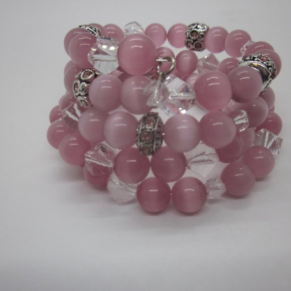 Pink Cats Eye Memory Bracelet - Picture 3 of 6